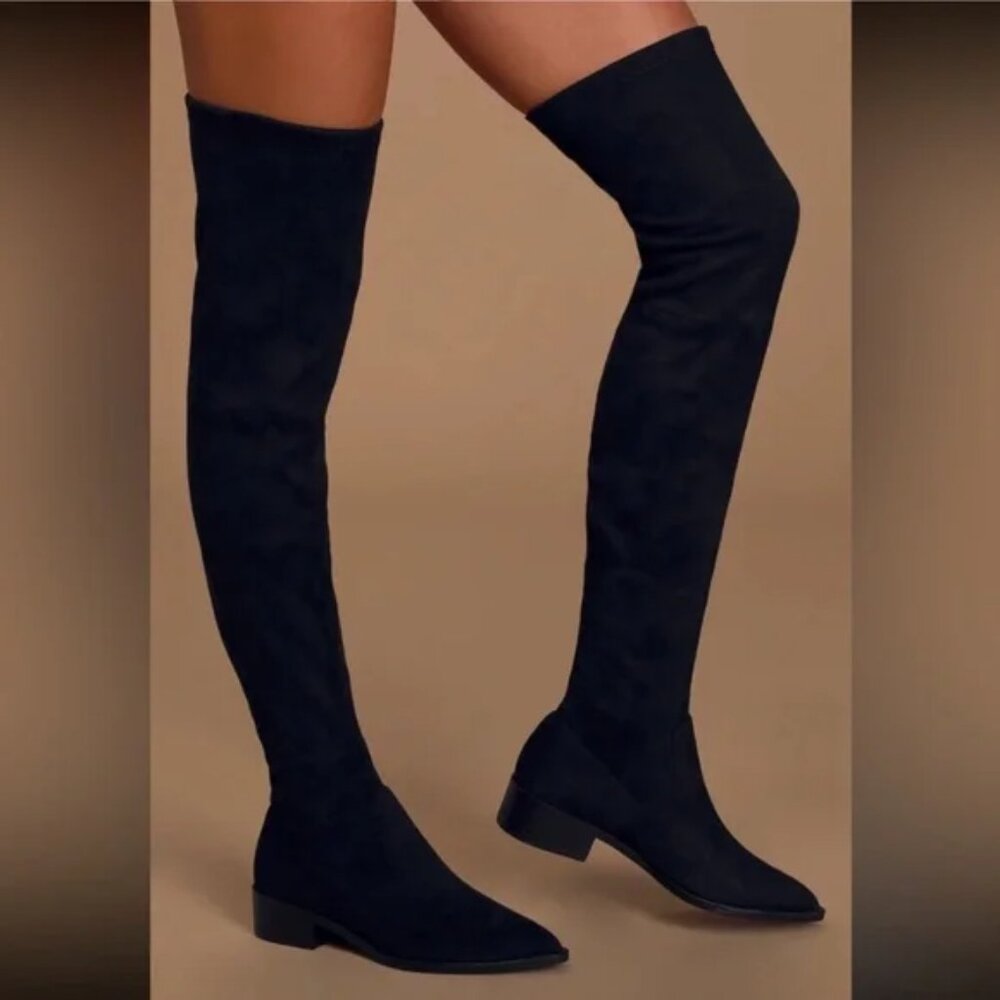 Steve Madden Jody Black Faux Suede Over The Knee Riding Boots